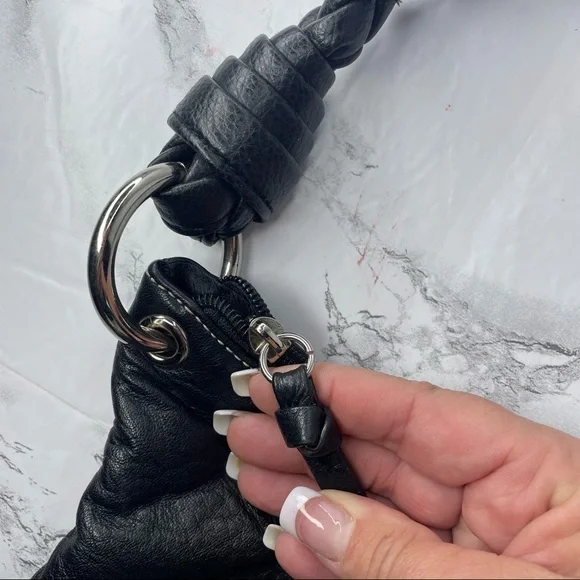 *LAUREN RALPH LAUREN* NWOT Black Leather Braided Handle Handbag - Picture 4 of 11